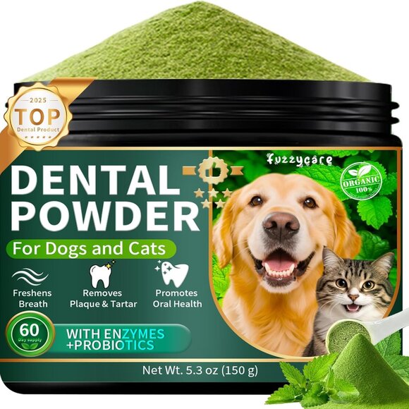 Fuzzycare Other - Dog Dental Powder, Dog Teeth Cleaning Powder with Natural Herbal Blend 5.3Oz